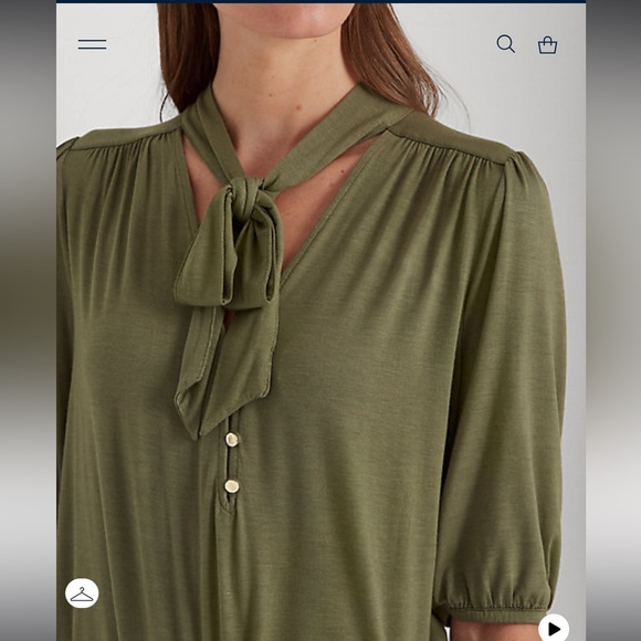 Lauren Ralph Lauren Jersey Tie-Neck Top - Picture 6 of 6